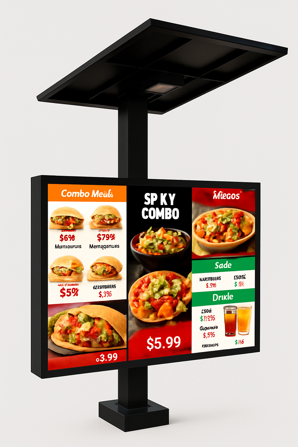 Outdoor digital signage with speakers and microphone